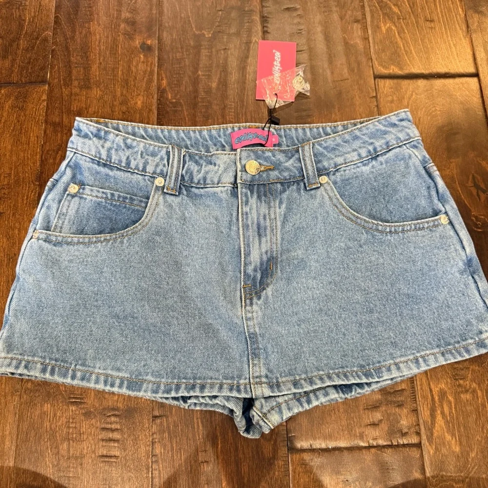 Edikted Talia Micro Mini Skirt Blue Denim size Medium NWT Y2K Streetwear